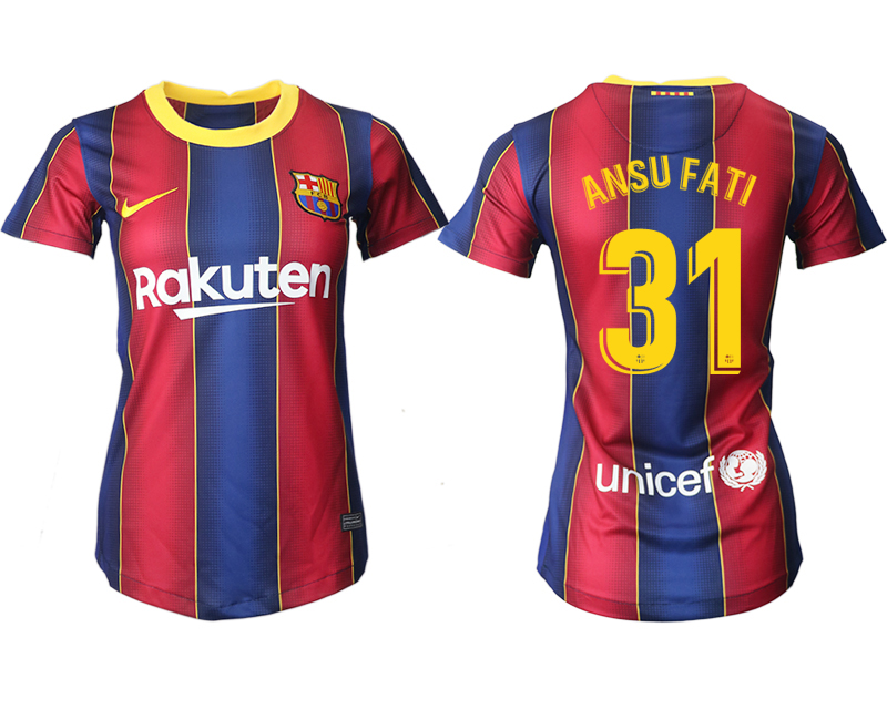 Women 2020-2021 Barcelona home aaa version #31 red Soccer Jerseys